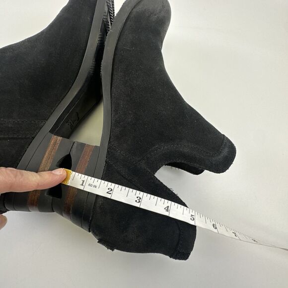 Sorel Lolla Cut Out Bootie Black Suede Ankle Boot Pull On NL3379-010 Womens 10 - Picture 10 of 12